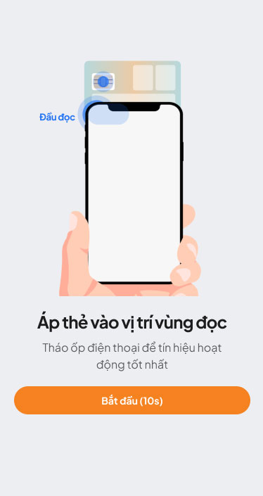 Bước 1: Chọn tính năng NFC và áp thẻ vào CCCD